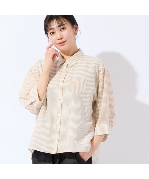 missel / ミゼール シャツ・ブラウス | 【洗える・3Lサイズあり】シアーストライプシャツ | 詳細1