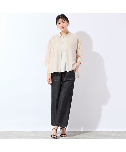 missel / ミゼール シャツ・ブラウス | 【洗える・3Lサイズあり】シアーストライプシャツ | 詳細7