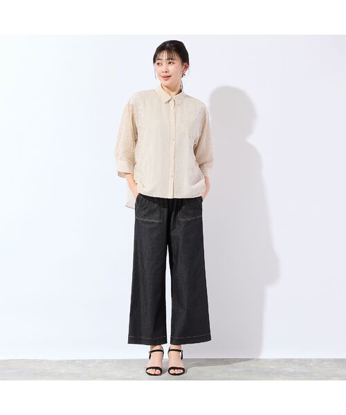 missel / ミゼール シャツ・ブラウス | 【洗える・3Lサイズあり】シアーストライプシャツ | 詳細8
