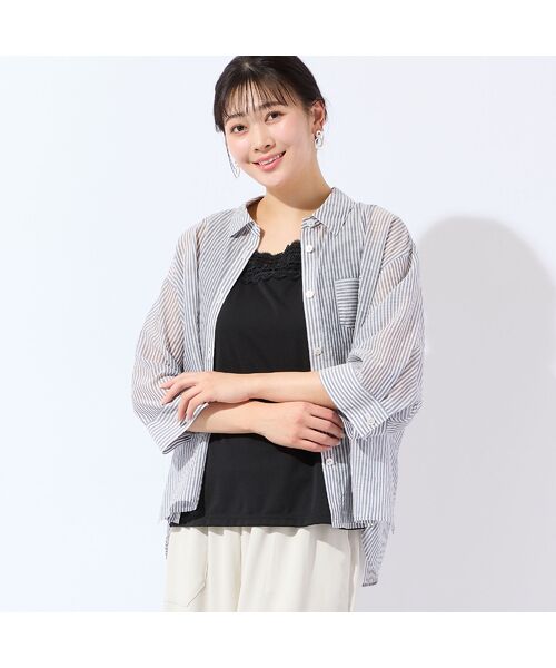 missel / ミゼール シャツ・ブラウス | 【洗える・3Lサイズあり】シアーストライプシャツ | 詳細10