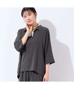 missel / ミゼール シャツ・ブラウス | 【洗える・接触冷感・セットアップ可・3Lサイズあり】スキッパーブラウス