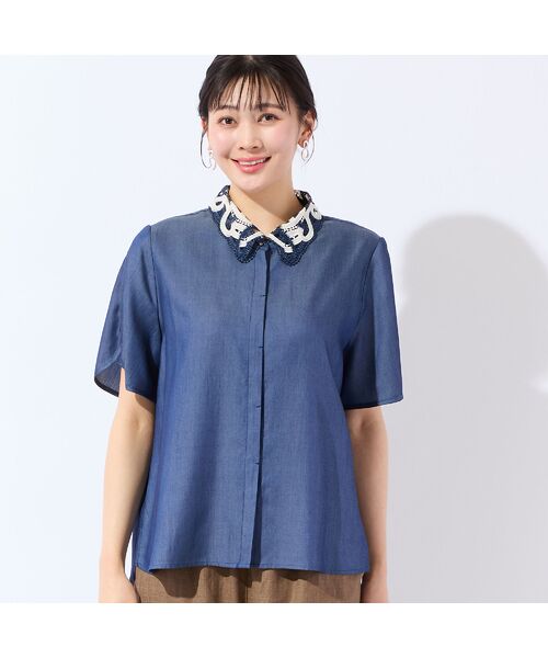 missel / ミゼール シャツ・ブラウス | 【洗える・接触冷感・セットアップ可・L~4Lサイズ】レース襟シャツ | 詳細6