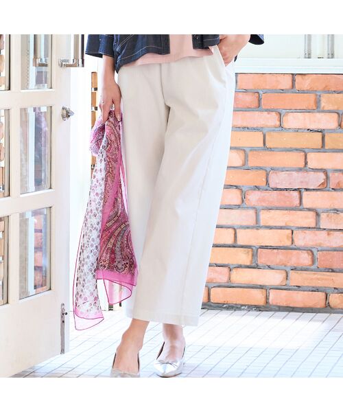 missel / ミゼール その他パンツ | 【洗える・L～4Lサイズ】ピケストレッチセミワイドパンツ（ベージュ）