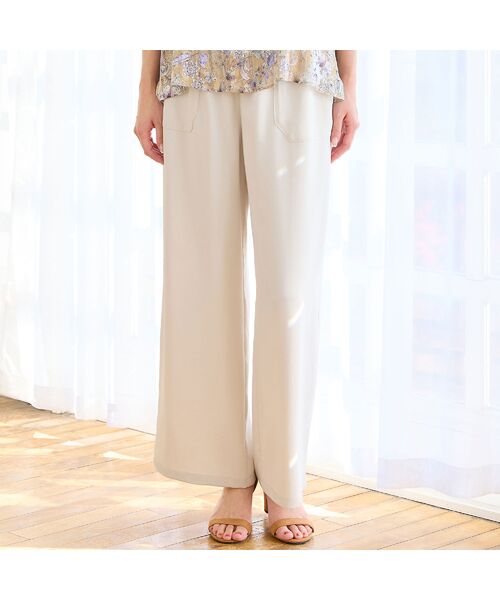missel / ミゼール その他パンツ | 【洗える・接触冷感・セットアップ可・L～4Lサイズ】イージーワイドパンツ（ベージュ）