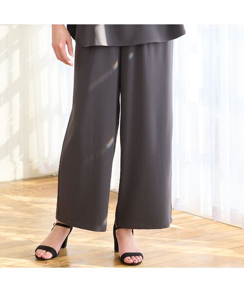missel / ミゼール その他パンツ | 【洗える・接触冷感・セットアップ可・L～4Lサイズ】イージーワイドパンツ（グレー）