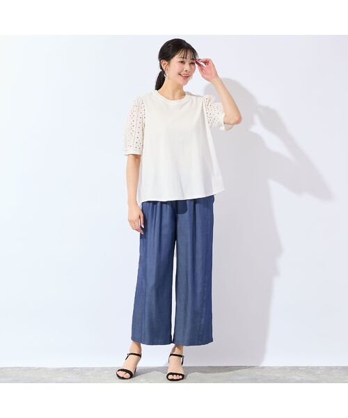 missel / ミゼール ショート・ハーフ・半端丈パンツ | 【洗える・接触冷感・セットアップ可・L~4Lサイズ】サイド切り替えワイドパンツ | 詳細5