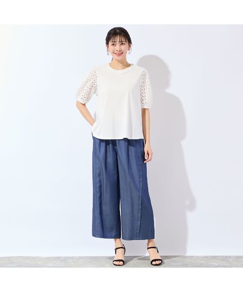 missel / ミゼール ショート・ハーフ・半端丈パンツ | 【洗える・接触冷感・セットアップ可・L~4Lサイズ】サイド切り替えワイドパンツ | 詳細6