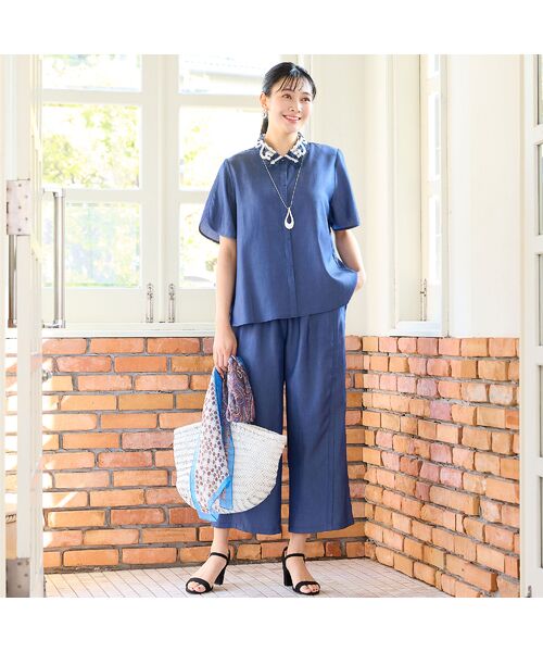 missel / ミゼール ショート・ハーフ・半端丈パンツ | 【洗える・接触冷感・セットアップ可・L~4Lサイズ】サイド切り替えワイドパンツ | 詳細7