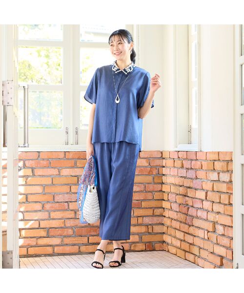 missel / ミゼール ショート・ハーフ・半端丈パンツ | 【洗える・接触冷感・セットアップ可・L~4Lサイズ】サイド切り替えワイドパンツ | 詳細9