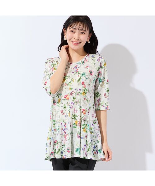 missel / ミゼール カットソー | 【人気デザイン・洗える・L～4Lサイズ】フルーツ柄フレアチュニック | 詳細2