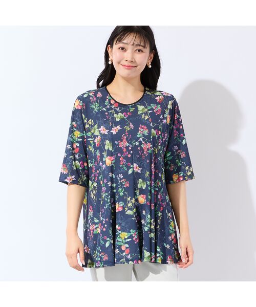missel / ミゼール カットソー | 【人気デザイン・洗える・L～4Lサイズ】フルーツ柄フレアチュニック | 詳細10