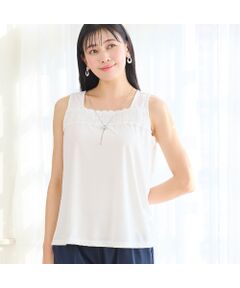 missel / ミゼール カットソー | 【洗える・日本製・L～4Lサイズ】レースつきタンクトップ