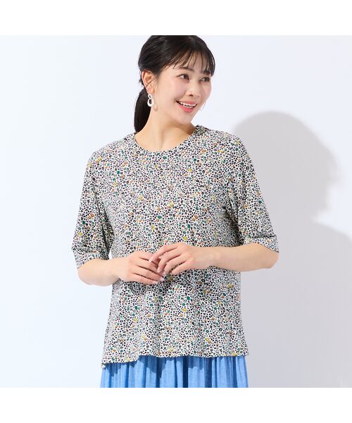 missel / ミゼール カットソー | 【洗える・日本製・L～4Lサイズ】小花コットンTシャツ | 詳細1