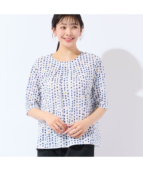 missel / ミゼール カットソー | 【洗える・日本製・L～4Lサイズ】カラードットTシャツ（ホワイト）