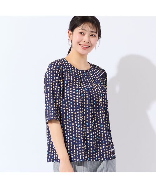 missel / ミゼール カットソー | 【洗える・日本製・L～4Lサイズ】カラードットTシャツ（ダークブルー）