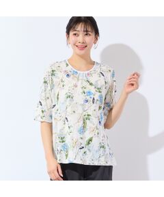 missel / ミゼール カットソー | 【洗える・日本製・綿100%・L～4Lサイズ】アートフラワーTシャツ