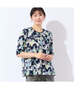 missel / ミゼール カットソー | 【洗える・日本製・綿100%・L～4Lサイズ】アートフラワーTシャツ