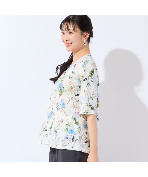 missel / ミゼール カットソー | 【洗える・日本製・綿100%・L~4Lサイズ】アートフラワーTシャツ | 詳細2