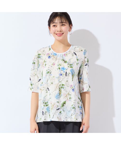 missel / ミゼール カットソー | 【洗える・日本製・綿100%・L~4Lサイズ】アートフラワーTシャツ | 詳細3