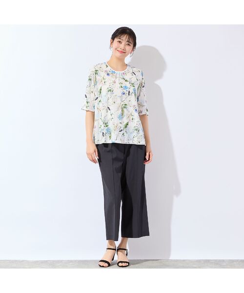 missel / ミゼール カットソー | 【洗える・日本製・綿100%・L~4Lサイズ】アートフラワーTシャツ | 詳細7