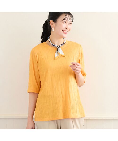 missel / ミゼール カットソー | 【洗える・日本製・L～4Lサイズ】コットンジャカードカットソー（オレンジ）