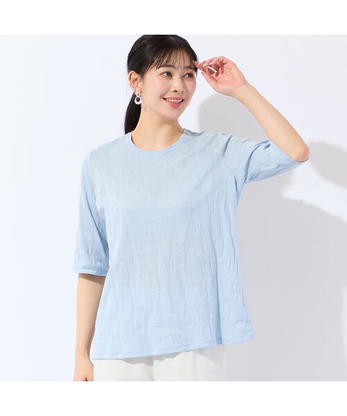 missel / ミゼール カットソー | 【洗える・日本製・L～4Lサイズ】コットンジャカードカットソー（ブルー）