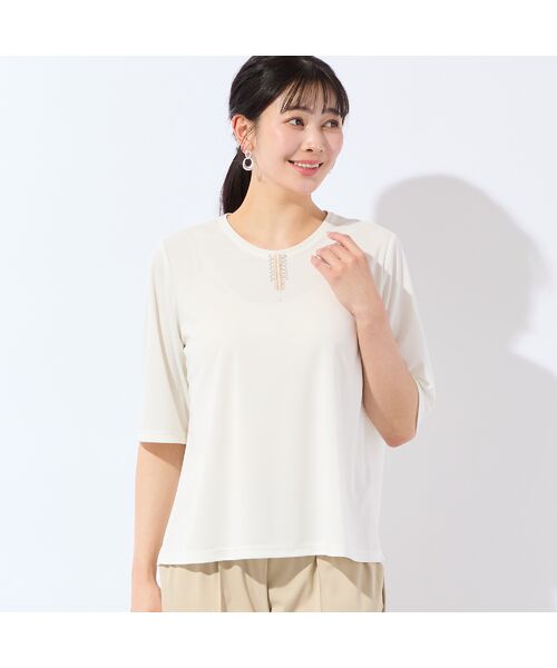 missel / ミゼール カットソー | 【洗える・日本製・L～4Lサイズ】襟刺繍カットソー | 詳細2