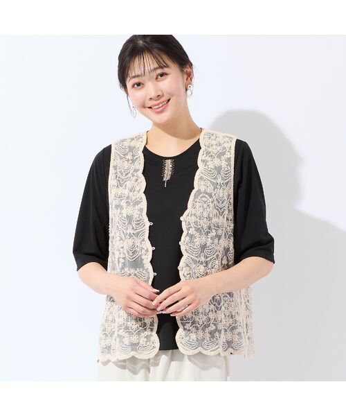 missel / ミゼール カットソー | 【洗える・日本製・L～4Lサイズ】襟刺繍カットソー | 詳細12