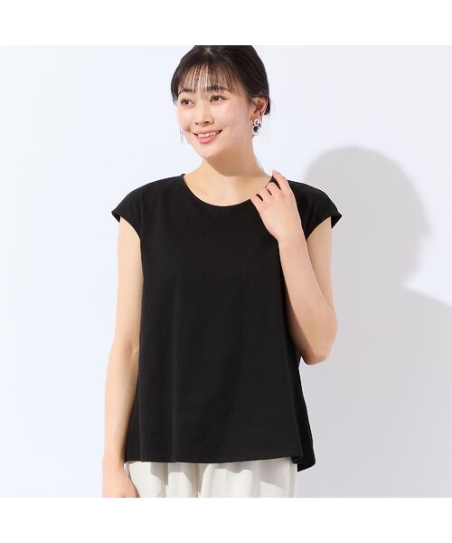 missel / ミゼール タンクトップ | 【洗える・L～4Lサイズ】ラインストーンつきノースリーブトップス（ブラック）