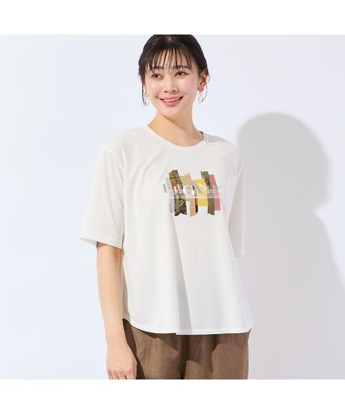 missel / ミゼール カットソー | 【洗える・3Lサイズあり】eleganceプリントTシャツ（ホワイト）