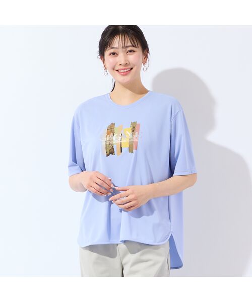 missel / ミゼール カットソー | 【洗える・3Lサイズあり】eleganceプリントTシャツ（ブルー）