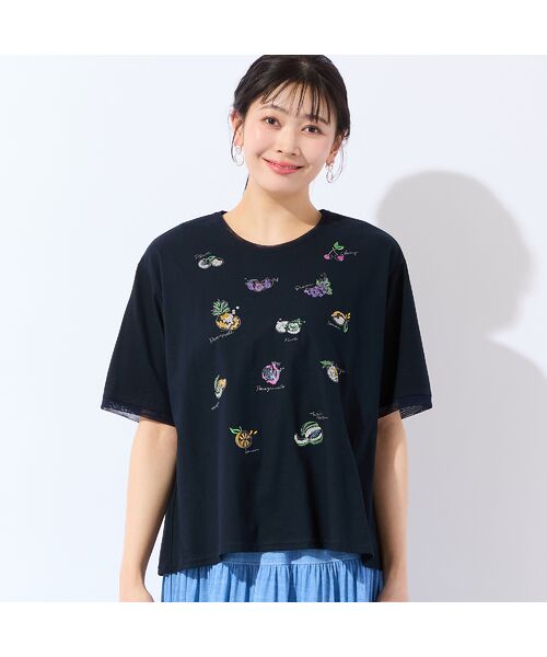 missel / ミゼール カットソー | 【洗える・日本製・L~4Lサイズ】フルーツ刺繍Tシャツ | 詳細1