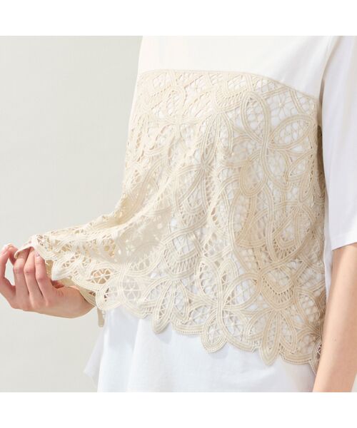 missel / ミゼール カットソー | 【洗える・M~3Lサイズ】レースレイヤードTシャツ | 詳細4