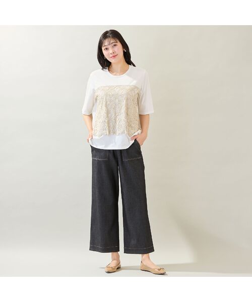missel / ミゼール カットソー | 【洗える・M~3Lサイズ】レースレイヤードTシャツ | 詳細6