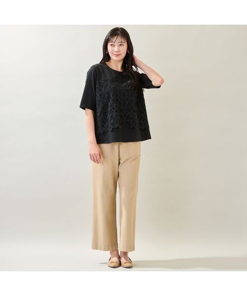 missel / ミゼール カットソー | 【洗える・M~3Lサイズ】レースレイヤードTシャツ | 詳細11