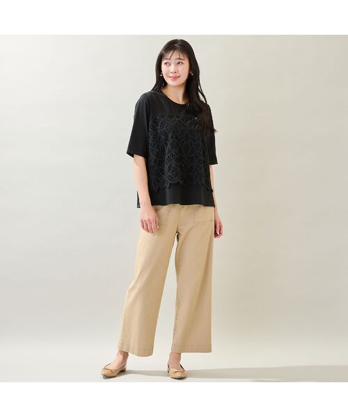 missel / ミゼール カットソー | 【洗える・M~3Lサイズ】レースレイヤードTシャツ | 詳細12