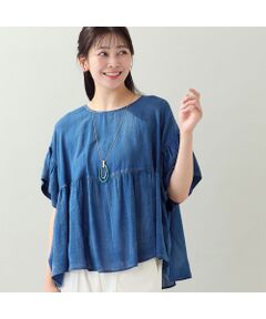 missel / ミゼール シャツ・ブラウス | 【洗える・綿100%・3Lサイズあり】デニムガーゼフレアブラウス