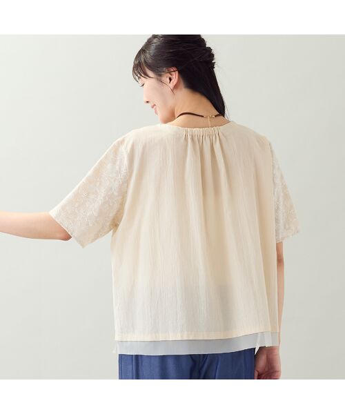 missel / ミゼール シャツ・ブラウス | 【洗える・日本製・L~3Lサイズ】綿麻刺繍入りブラウス | 詳細1
