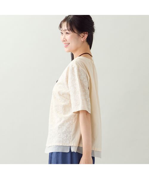 missel / ミゼール シャツ・ブラウス | 【洗える・日本製・L~3Lサイズ】綿麻刺繍入りブラウス | 詳細2