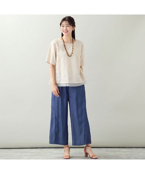 missel / ミゼール シャツ・ブラウス | 【洗える・日本製・L~3Lサイズ】綿麻刺繍入りブラウス | 詳細8