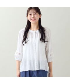 missel / ミゼール シャツ・ブラウス | 【EC＆一部店舗限定・洗える・3Lサイズあり】シャーリングストライプブラウス