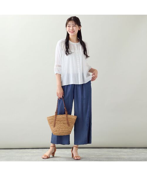 missel / ミゼール シャツ・ブラウス | 【EC＆一部店舗限定・洗える・3Lサイズあり】シャーリングストライプブラウス | 詳細2