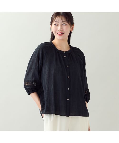 missel / ミゼール シャツ・ブラウス | 【EC＆一部店舗限定・洗える・3Lサイズあり】シャーリングストライプブラウス | 詳細5
