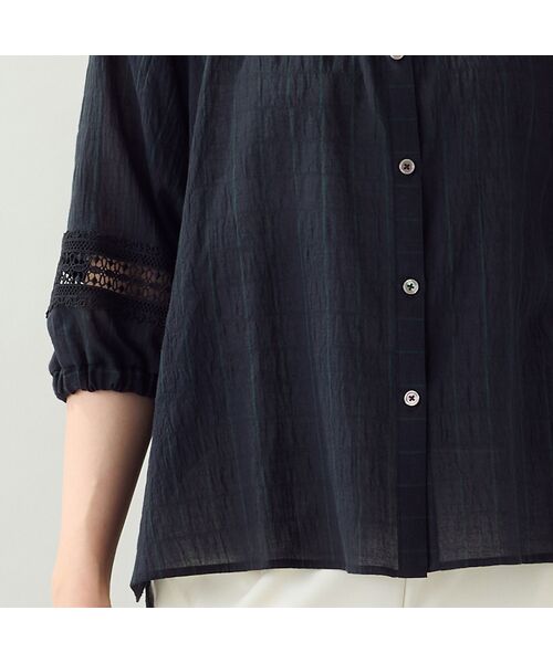 missel / ミゼール シャツ・ブラウス | 【EC＆一部店舗限定・洗える・3Lサイズあり】シャーリングストライプブラウス | 詳細7