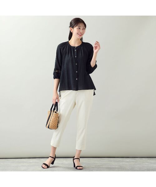 missel / ミゼール シャツ・ブラウス | 【EC＆一部店舗限定・洗える・3Lサイズあり】シャーリングストライプブラウス | 詳細8