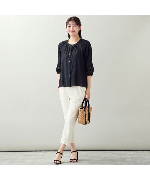 missel / ミゼール シャツ・ブラウス | 【EC＆一部店舗限定・洗える・3Lサイズあり】シャーリングストライプブラウス | 詳細9