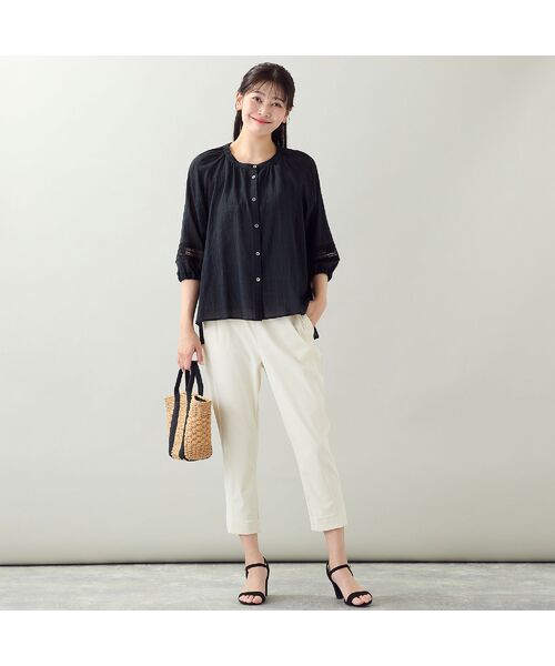 missel / ミゼール シャツ・ブラウス | 【EC＆一部店舗限定・洗える・3Lサイズあり】シャーリングストライプブラウス | 詳細10
