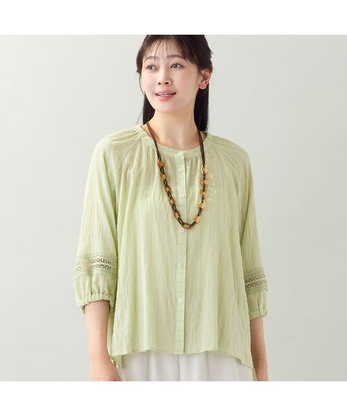 missel / ミゼール シャツ・ブラウス | 【EC＆一部店舗限定・洗える・3Lサイズあり】シャーリングストライプブラウス | 詳細12
