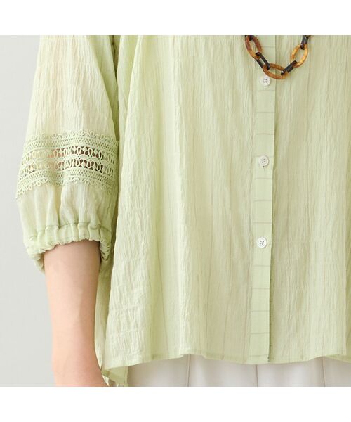missel / ミゼール シャツ・ブラウス | 【EC＆一部店舗限定・洗える・3Lサイズあり】シャーリングストライプブラウス | 詳細13