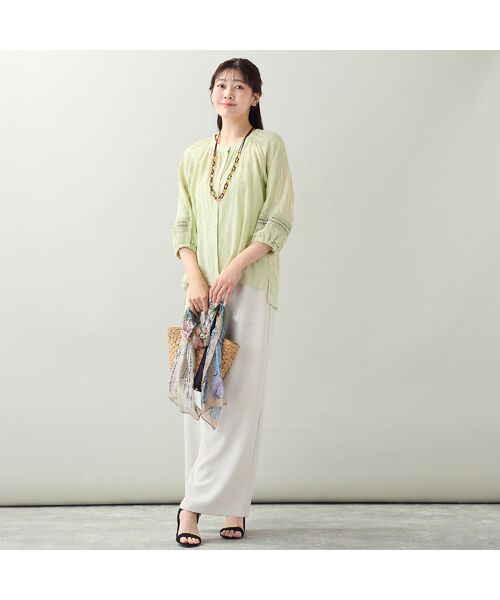 missel / ミゼール シャツ・ブラウス | 【EC＆一部店舗限定・洗える・3Lサイズあり】シャーリングストライプブラウス | 詳細14